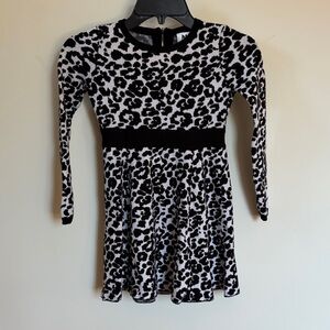 Milly Minis Leopard Print Knit Dress Girls Size 8 Long Sleeve Fit & Flare